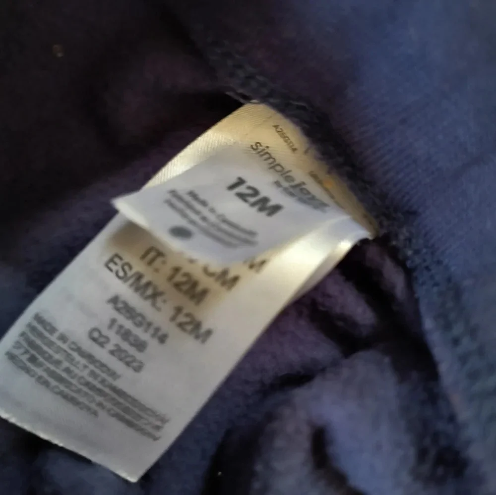 2 pair very lightly used blue and gray sweatpants for baby size 12 months